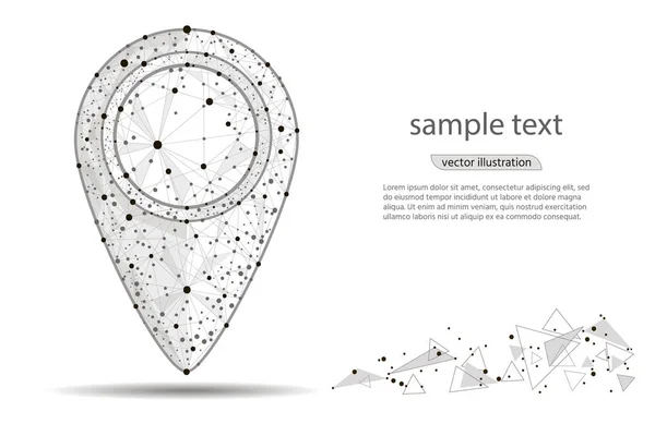 低ポリ ワイヤ フレームは、ホワイト バック グラウンドからピン Pointer.isolated。ベクトル イメージが抽象的な多角形のマッシュ ラインとポイント. — ストックベクタ