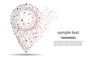 Pointer.isolated düşük Poli tel kafes beyaz arka plan üzerinde toplu iğne. Vektör soyut poligonal görüntü mash çizgi ve nokta.