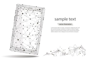 soyut tasarım cep telefonu akıllı telefon. Beyaz arka plan üzerinde düşük Poli tel kafes üzerinden izole. Vektör soyut poligonal görüntü mash hat ve point.for baskı ve web elemanları