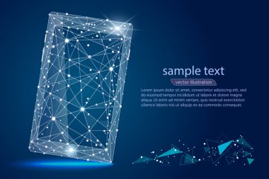 soyut tasarım cep telefonu akıllı telefon. alan arka plan üzerinde düşük Poli tel kafes üzerinden izole. Vektör soyut poligonal görüntü mash hat ve stars.for baskı ve web elemanları