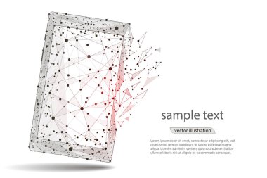 soyut tasarım cep telefonu akıllı telefon. Beyaz arka plan üzerinde düşük Poli tel kafes üzerinden izole. Vektör soyut poligonal görüntü mash hat ve point.for baskı ve web elemanları