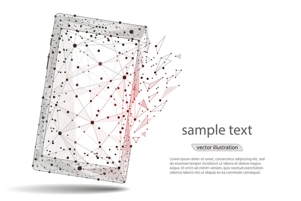 Abstrakt design av mobiltelefon smartphone. isolerade från låg poly wireframe på vit bakgrund. Vector abstrakt polygonal bild mosar line och point.for utskrift och webb-element — Stock vektor