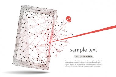 Güvenlik ihlali - Infographical kavramı. soyut tasarım cep telefonu akıllı telefon. Siber Güvenlik Teknoloji temalı grafik tasarım.