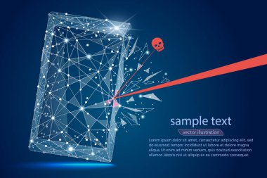 Güvenlik ihlali - Infographical kavramı. soyut tasarım cep telefonu akıllı telefon. Siber Güvenlik Teknoloji temalı grafik tasarım.