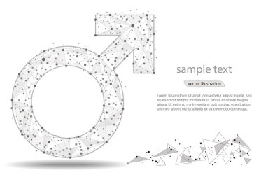 soyut tasarım erkek sembolü. Beyaz arka plan üzerinde düşük Poli tel kafes üzerinden izole. Vektör soyut poligonal görüntü mash çizgi ve nokta. Yazdırma ve web öğeleri için