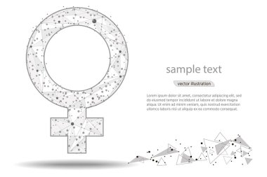 soyut tasarım kadın sembolü. Beyaz arka plan üzerinde düşük Poli tel kafes üzerinden izole. Vektör soyut poligonal görüntü mash çizgi ve nokta. Yazdırma ve web öğeleri için