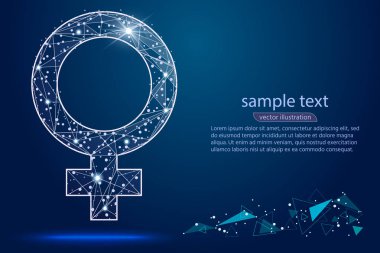 soyut tasarım kadın sembolü. Beyaz arka plan üzerinde düşük Poli tel kafes üzerinden izole. Vektör soyut poligonal görüntü mash çizgi ve nokta. Yazdırma ve web öğeleri için