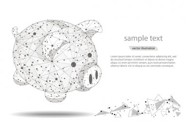 kumbara. soyut tasarım, düşük Poli tel kafes beyaz zemin üzerine gelen izole. Vektör soyut poligonal görüntü mash çizgi ve nokta. İş sunumları için zarif noktalar. Dijital grafik