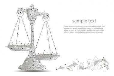 Adaletin terazisi. Ölçekler, çizgiler ve noktalar metin için yer ile beyaz bir arka plan üzerinde şeklinde soyut tasarımı. illüstrasyon