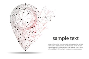 Pointer.isolated düşük Poli tel kafes beyaz arka plan üzerinde toplu iğne. soyut poligonal görüntü mash çizgi ve nokta.