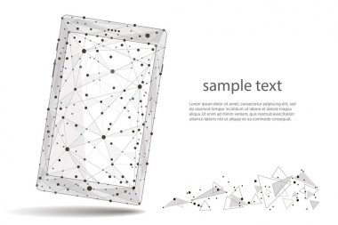 soyut tasarım cep telefonu akıllı telefon. Beyaz arka plan üzerinde düşük Poli tel kafes üzerinden izole. soyut poligonal görüntü mash hat ve point.for baskı ve web elemanları