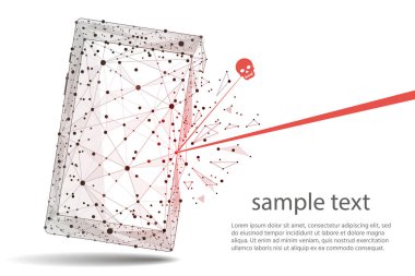 Güvenlik ihlali - Infographical kavramı. soyut tasarım cep telefonu akıllı telefon. Siber Güvenlik Teknoloji temalı grafik tasarım.