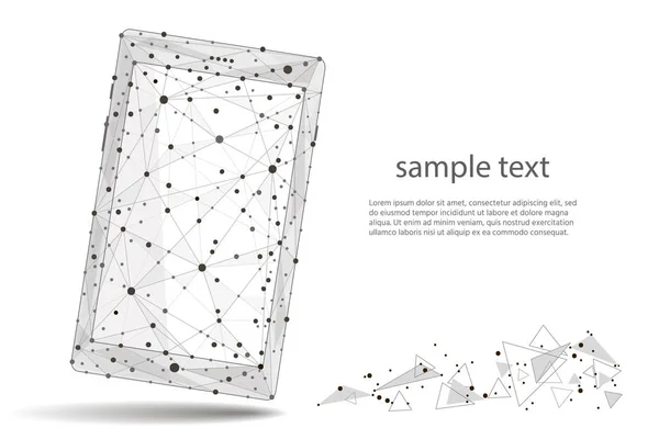 Abstrakt design av mobiltelefon smartphone. isolerade från låg poly wireframe på vit bakgrund. abstrakt polygonal bild mosar line och point.for tryckning och webb-element — Stockfoto