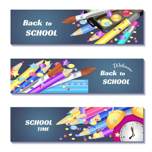 Zurück zum Schulverkauf 3D-Banner Design. kann für Marketing, Promotion, Flyer, Blog, Web, Social Media verwendet werden. — Stockfoto