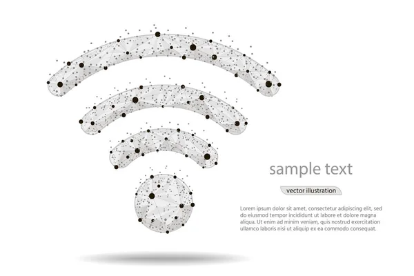 Diseño abstracto de iconos Wi-Fi, aislado de un bastidor de alambre de polietileno bajo sobre fondo blanco. Vector abstracto poligonal imagen puré línea y punto. Ilustración gráfica digital — Archivo Imágenes Vectoriales