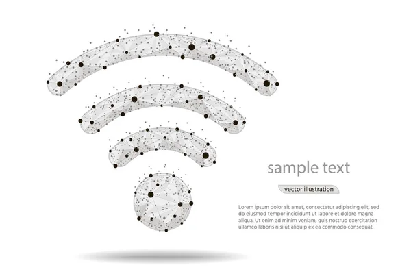 Desain abstrak Wi-Fi Icon, terisolasi dari wireframe poli rendah pada latar belakang putih. Vektor abstrak poligonal gambar garis mash dan titik. Ilustrasi grafis digital - Stok Vektor