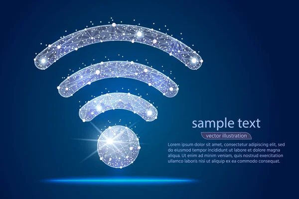 Kablosuz simgesi soyut tasarım yaratıldı yıldızlar ve alanı, arka planda takımyıldızların şeklinde izole düşük Poli tel kafes üzerinde üzerinden. Vektör soyut poligonal görüntü mash çizgi ve nokta.