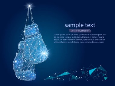 geometrik soyut tasarım boks kulübü simgesi, izole düşük Poli tel kafes uzay arka plan üzerinde üzerinden. Vektör soyut poligonal görüntü mash çizgi ve nokta. Dijital grafik