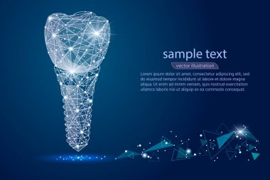 soyut tasarım diş implantı simgesi, düşük Poli tel kafes uzay arka plan üzerinde gelen izole. Vektör soyut poligonal görüntü mash çizgi ve nokta. Dijital grafik