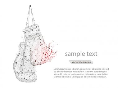 Boks eldivenleri düşük Poli tel kafes beyaz zemin üzerine gelen izole simge tasarlamak. Vektör soyut poligonal görüntü mash çizgi ve nokta. Dijital grafik