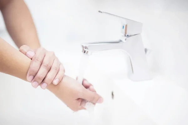 Men Washing Hands Every Time Eating Prevent Germs Viruses Covid — Stock Photo, Image