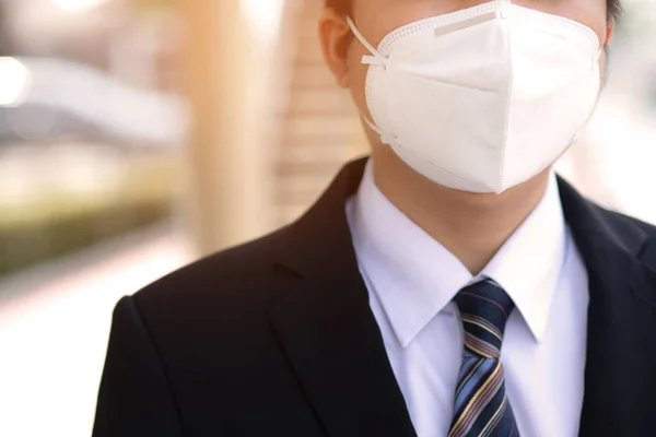 Everyone Must Wear Respirator Leaving House Protect Covid Virus Germs — Stock Photo, Image