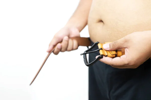 Fettleibige Männer Versuchen Sie Gewicht Verlieren Wie Ernährung Und Bewegung — Stockfoto