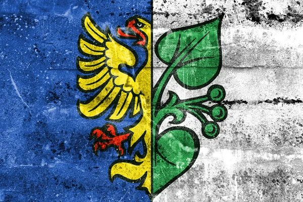Флаг Карвины, Чехия, расписанный на грязной стене — стоковое фото