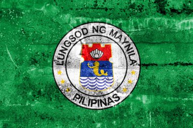 Manila, Filipinler, bayrağı kirli duvara boyalı