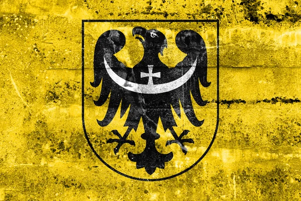 Прапор Нижньосілезьке воєводство з гербом, Польща — стокове фото