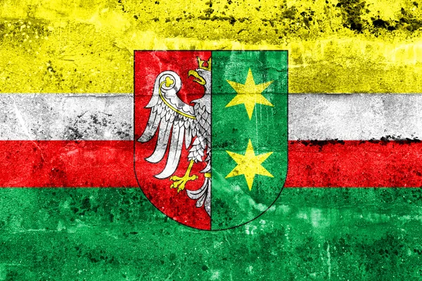 Flagge der Woiwodschaft Lubusz mit Wappen, Polen — Stockfoto