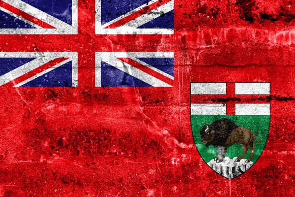 Σημαία της επαρχία Μανιτόμπα, Καναδάς, βαμμένο βρώμικο τοίχο — Φωτογραφία Αρχείου