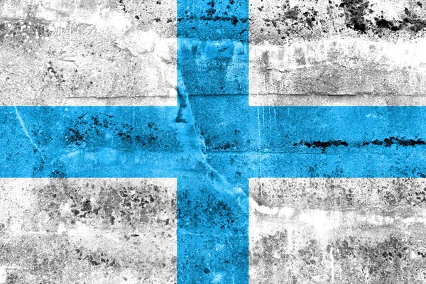 Flagge von Marseille, Frankreich, auf schmutzige Wand gemalt — Stockfoto