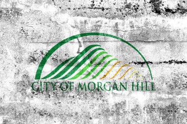 Morgan Hill, Kaliforniya, ABD, bayrağı kirli duvara boyalı