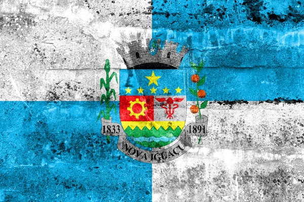 Flag of Nova Iguacu, Brazil, painted on dirty wall — Stock Photo, Image