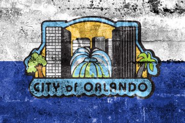 Orlando, Florida, ABD, bayrağı kirli duvara boyalı