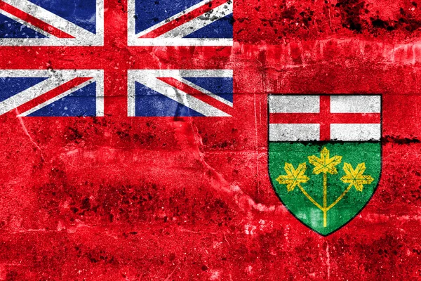 Флаг провинции Онтарио, Канада, расписанный на грязной стене — стоковое фото