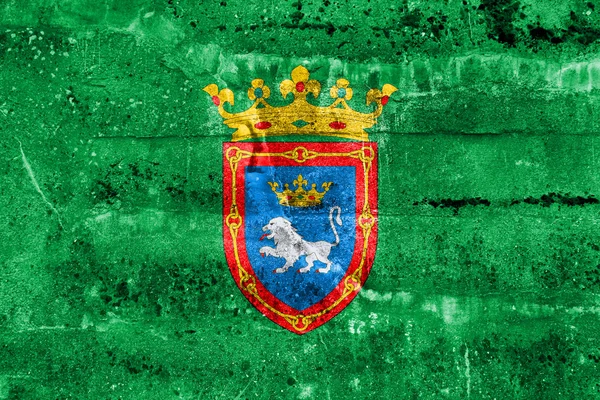Bandiera di Pamplona, Spagna, dipinta su parete sporca — Foto Stock