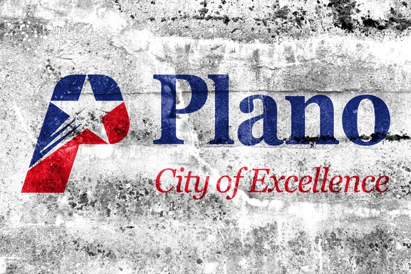 Прапор Плано, штат Техас, США, пофарбовані з брудних стін — стокове фото