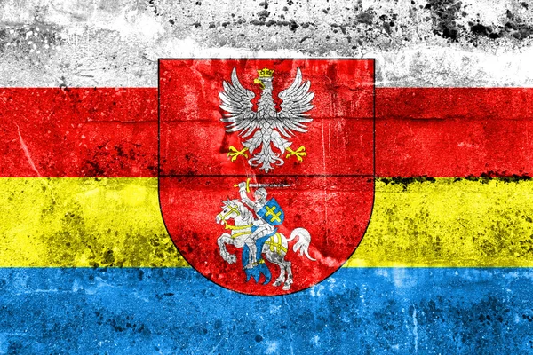 Прапор Підляське воєводство з гербом, Польща — стокове фото
