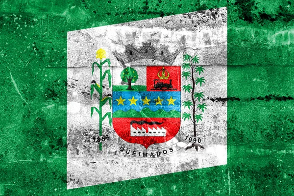Bandera de Queimados, Brasil, pintada sobre pared sucia —  Fotos de Stock