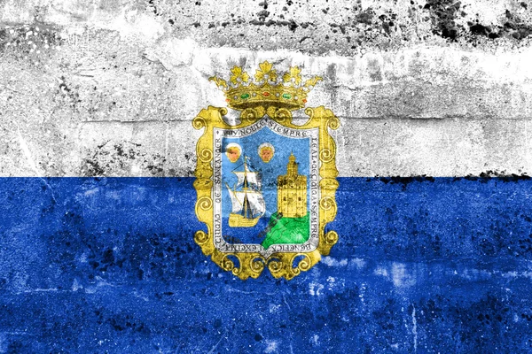 Flag of Santander, Spain, painted on dirty wall — Stock Photo, Image