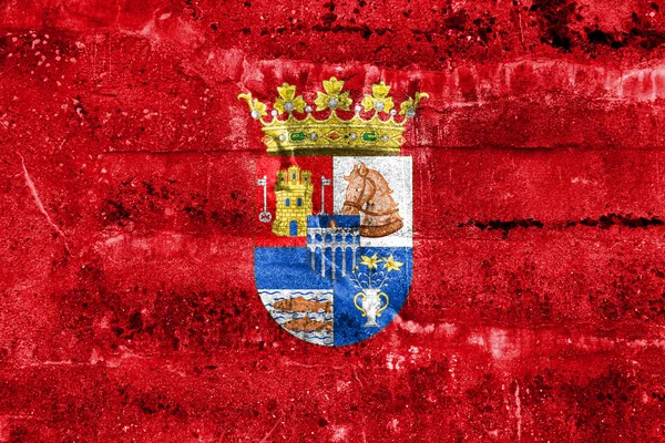 Flagge der Provinz Segovia, Spanien, an schmutzige Wand gemalt — Stockfoto