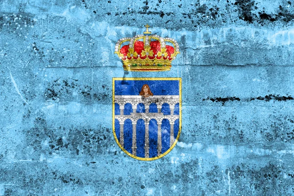 Bandeira de Segóvia, Espanha, pintada na parede suja — Fotografia de Stock