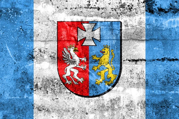 Bandeira de Subcarpathian Voivodeship, Poland, pintada na parede suja — Fotografia de Stock