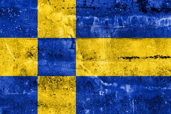 Флаг Тилбурга, Нидерланды, расписанный на грязной стене — стоковое фото