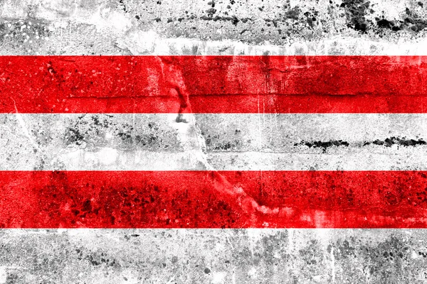 Флаг Усти-над-Лабемом, Чехия, расписанный на грязной стене — стоковое фото