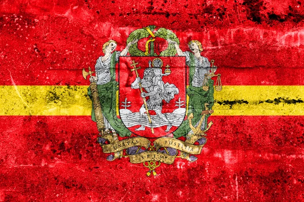 Flagge von Vilnius mit Wappen, Litauen — Stockfoto