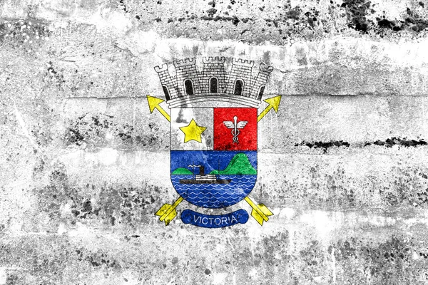 Σημαία της Βιτόρια, Espirito Santo, Βραζιλία, βαμμένο βρώμικο τοίχο — Φωτογραφία Αρχείου