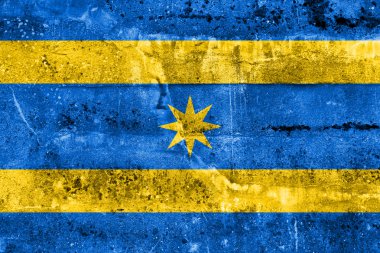 Kirli duvara boyalı Zlin, Çek Cumhuriyeti, bayrağı